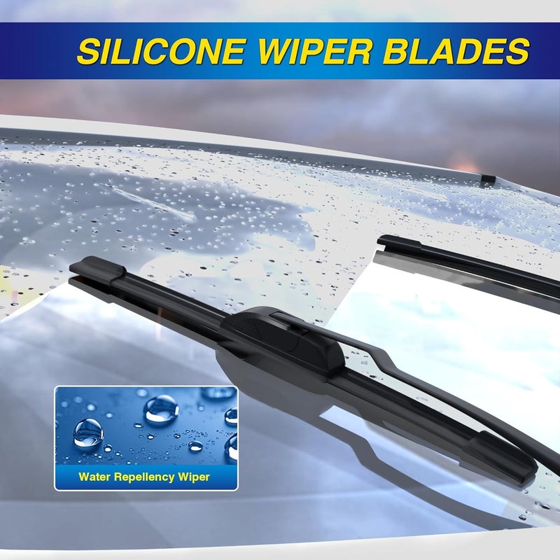 5PLUS ® Windshield Wipers Replacement for Hyundai Santa Fe 2023-2019 Kia Sorento 2020-2016 Sportage 2022-2017,Silicone Water Repellent Wiper Blades-26"/16"/11"(Set of 3), OEM Fit, All-Season - Image 3